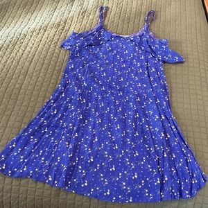 Blue floral summer mini dress